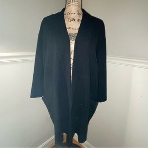 EILLEN FISHER 100% Silk Open Front Boxy Boyfriend Long Jacket M